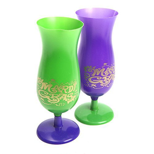 Mardi Gras Party Cups Disposable Set of 12 With Lids Straws